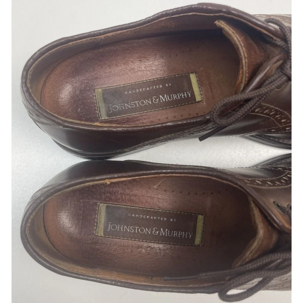 Johnston & Murphy Brown Leather Saddle Oxfords Size 10M #20-3806 Made in Italy